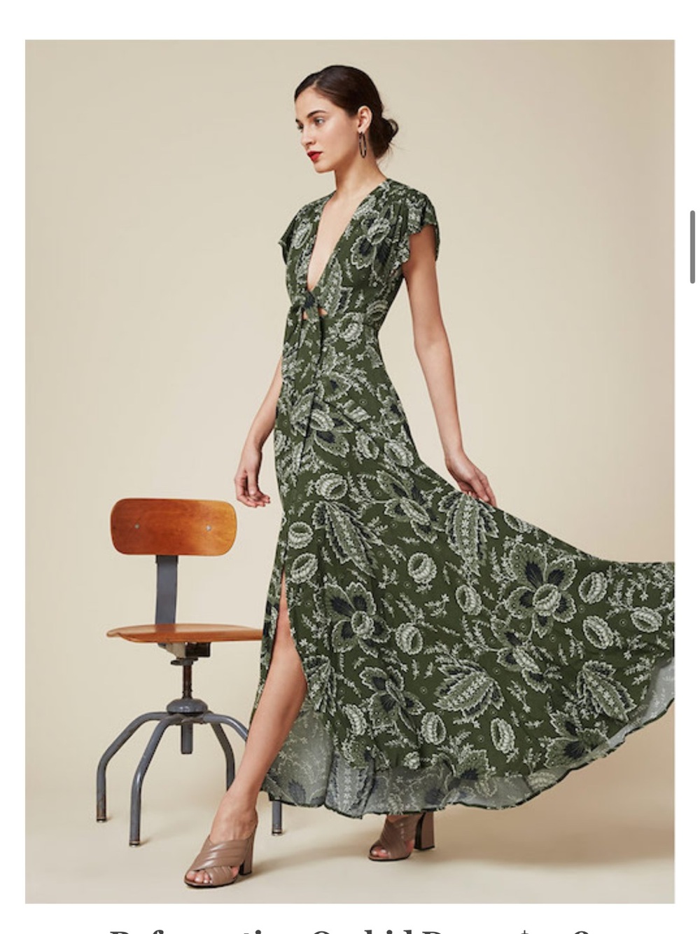 Reformation Dark Green Paisley Tie-Front Maxi Dress - Picture 2 of 11